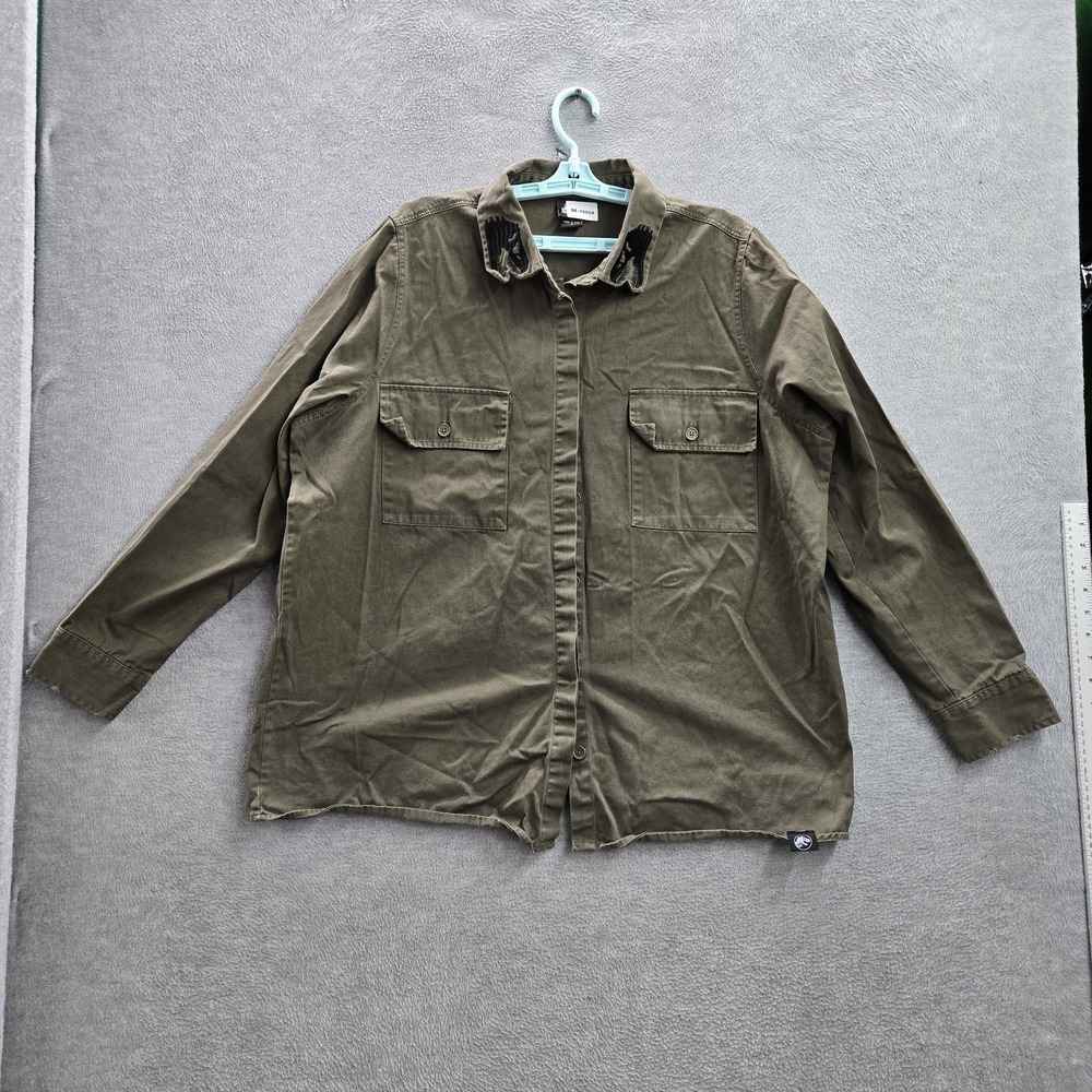 Jurassic World Women Shirt Jacket 2 Green Dinosaur Embroidered Y2K‎